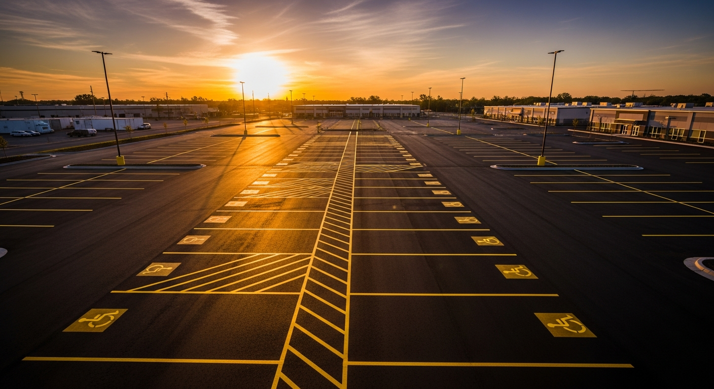 Professional parking lot striping